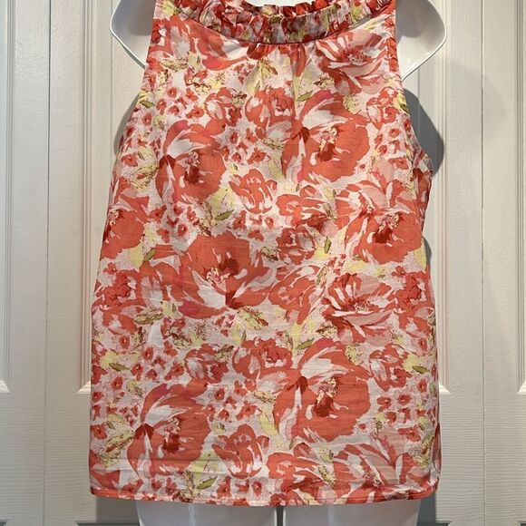 Loft Ann Taylor Sleeveless Floral Print Cotton Top Size LP - Picture 8 of 11